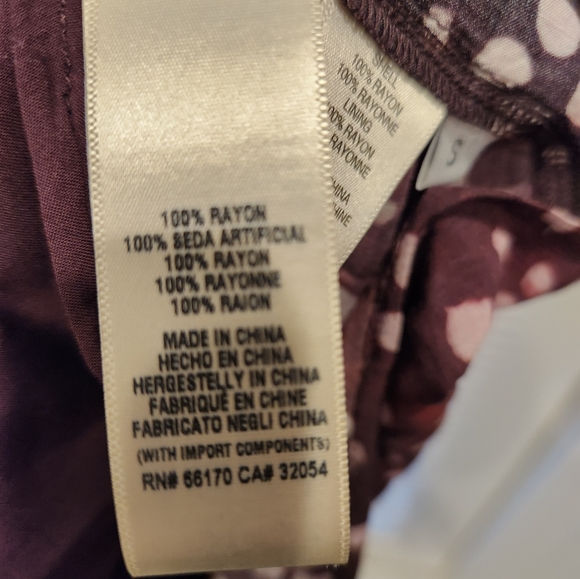 Anthropologie Cloth & Stone Printed Midi Dress, Wine, Size US S - Picture 8 of 13